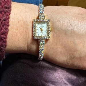 Kirks Folly Gold and aurora borealis Crystal Watch